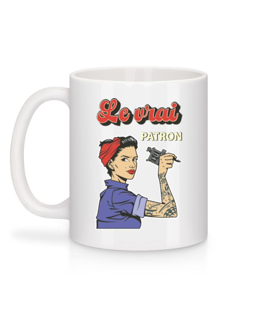Aperçu: Le Vrai Patron - Mug en céramique blanc - Blanc - Derrière