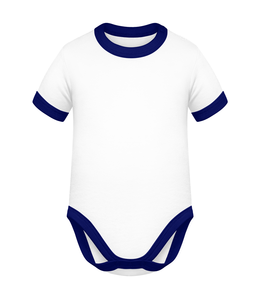 Aperçu: Body manches courtes Bébé - Blanc / Bleu marine - Devant