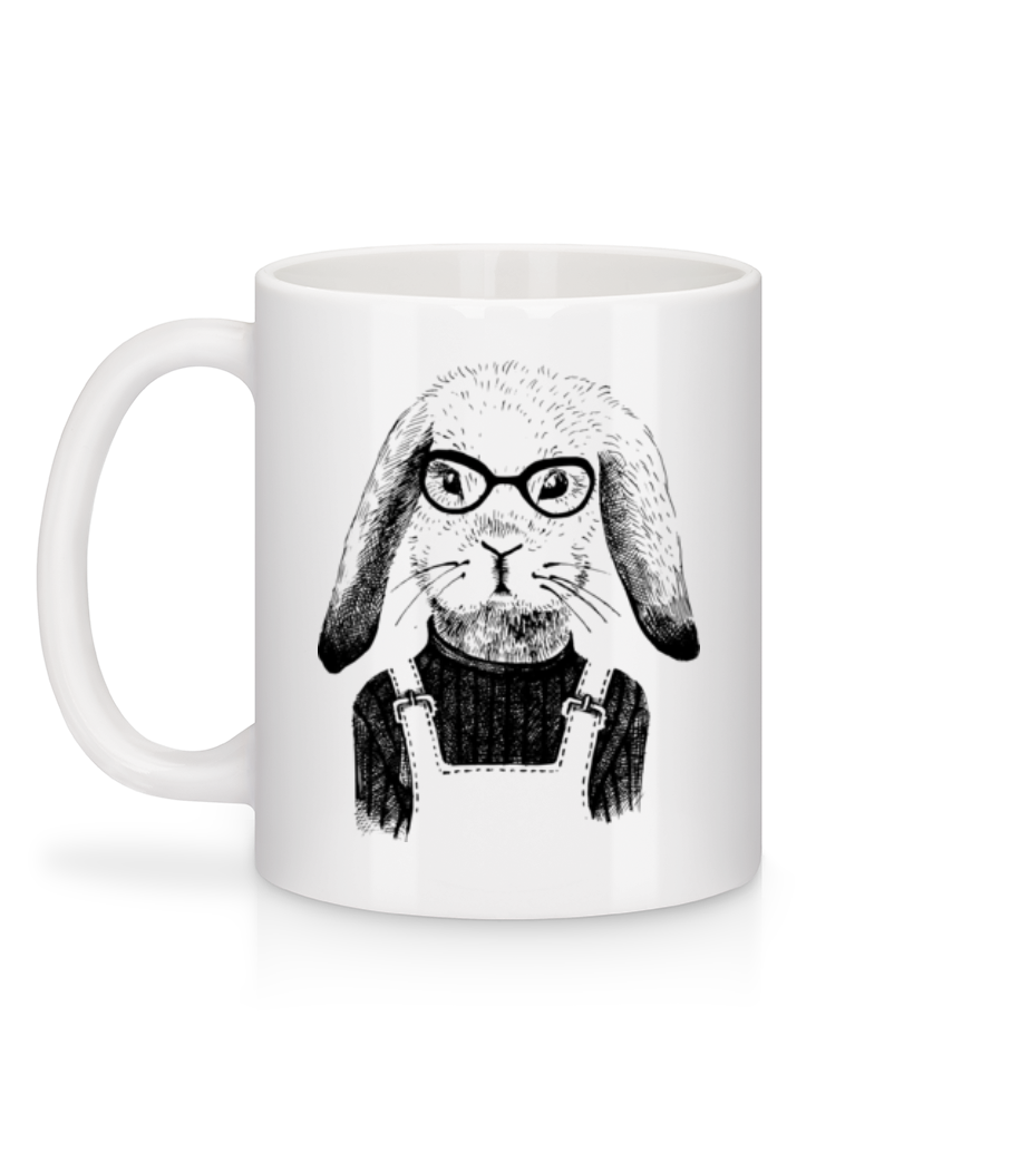 Aperçu: Hipster Lièvre - Mug en céramique blanc - Blanc - Derrière