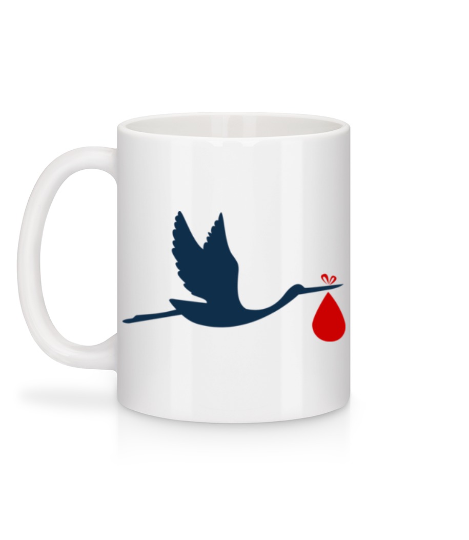 Aperçu: Cigogne Amène Bébé - Mug en céramique blanc - Blanc - Derrière