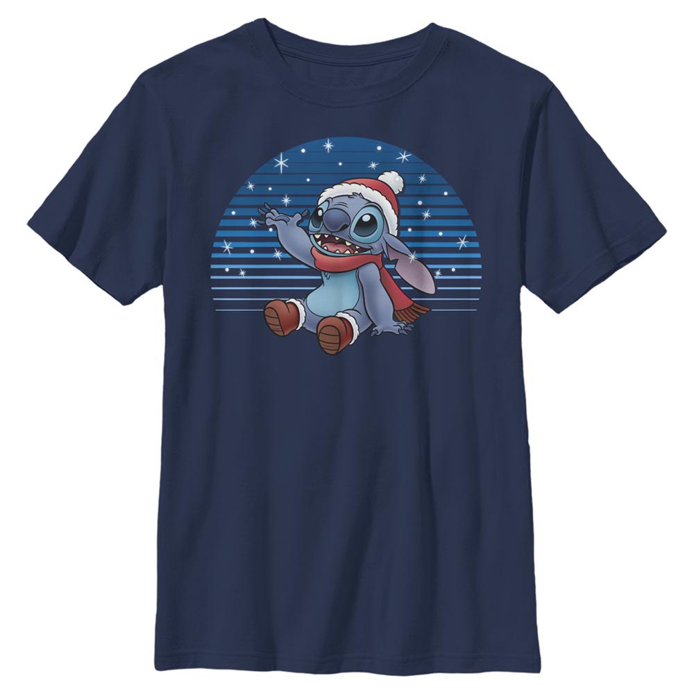 Aperçu: Disney Classics - Lilo & Stitch - Lilo & Stitch Snowing Stitch - Christmas - Enfant T-shirt - Bleu marine - Devant