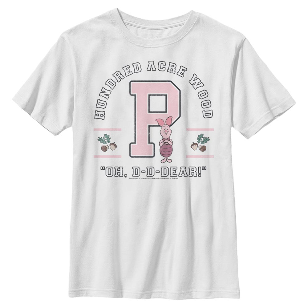 Aperçu: Disney Classics - Winnie l'ourson - Prasátko Collegiate - Enfant T-shirt - Blanc - Devant
