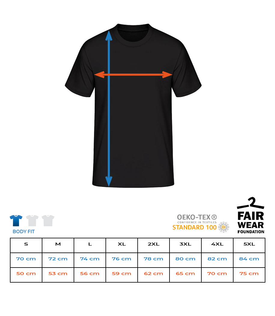 Heart Flyer - Men's Basic T-Shirt - Size chart