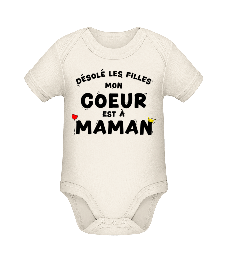 Mon Coeur Est À Maman - Body manches courtes bio - Crème - Devant