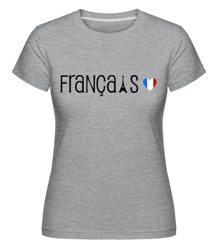 Français Drapeau -  T-shirt Shirtinator femme - Gris chiné - Devant