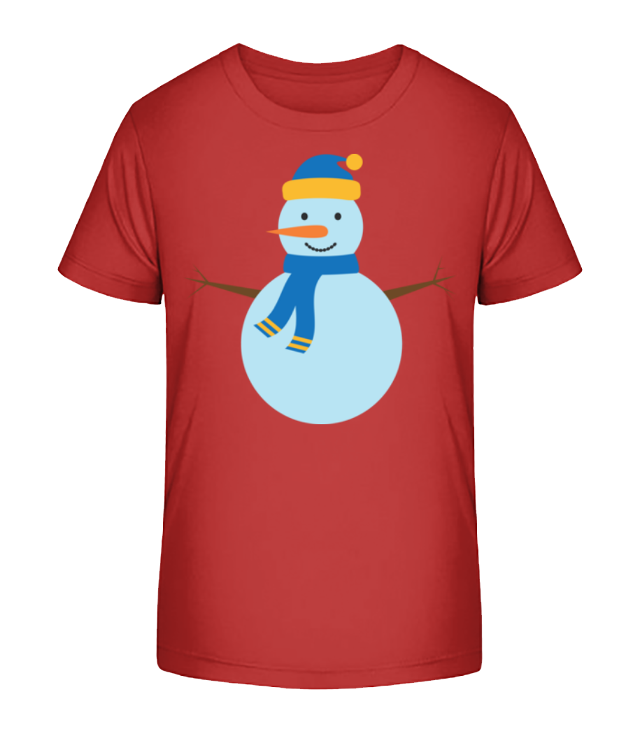 Aperçu: Bonhomme De Neige Avec Casquette - T-shirt bio Enfant Stanley Stella 2.0 - Rouge - Devant