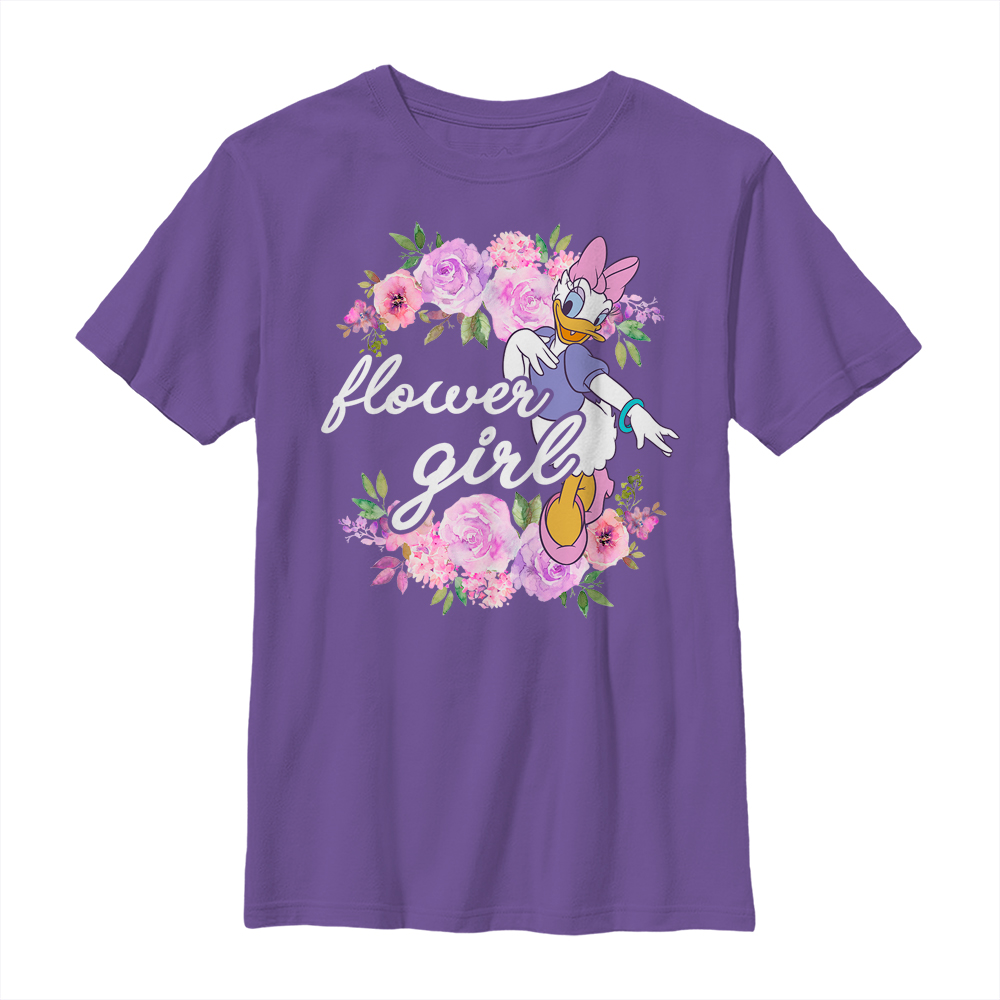 Aperçu: Disney Classics - Mickey Mouse - Daisy Duck Flower Girl - Enfant T-shirt - Pourpre - Devant