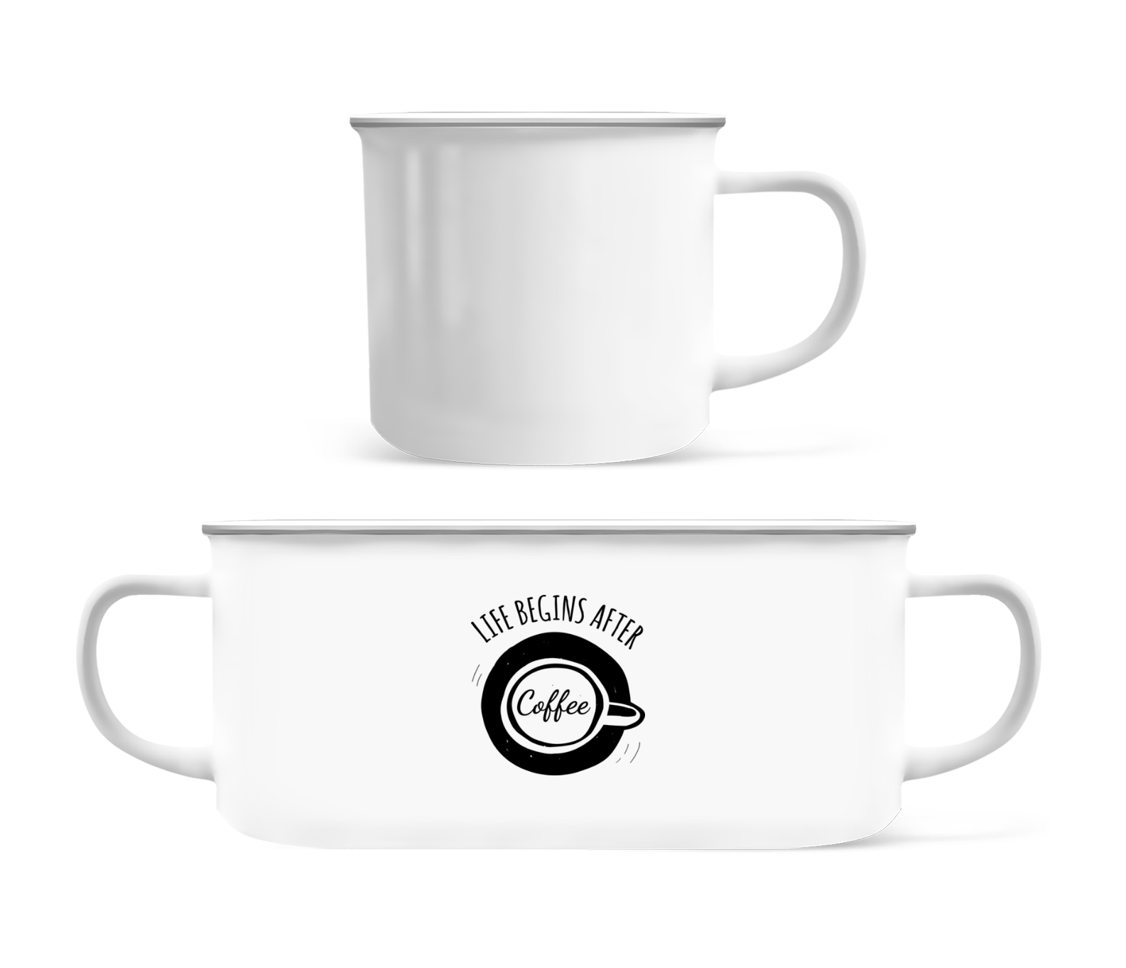 Life Begins After Coffee · Tasse Émaillée