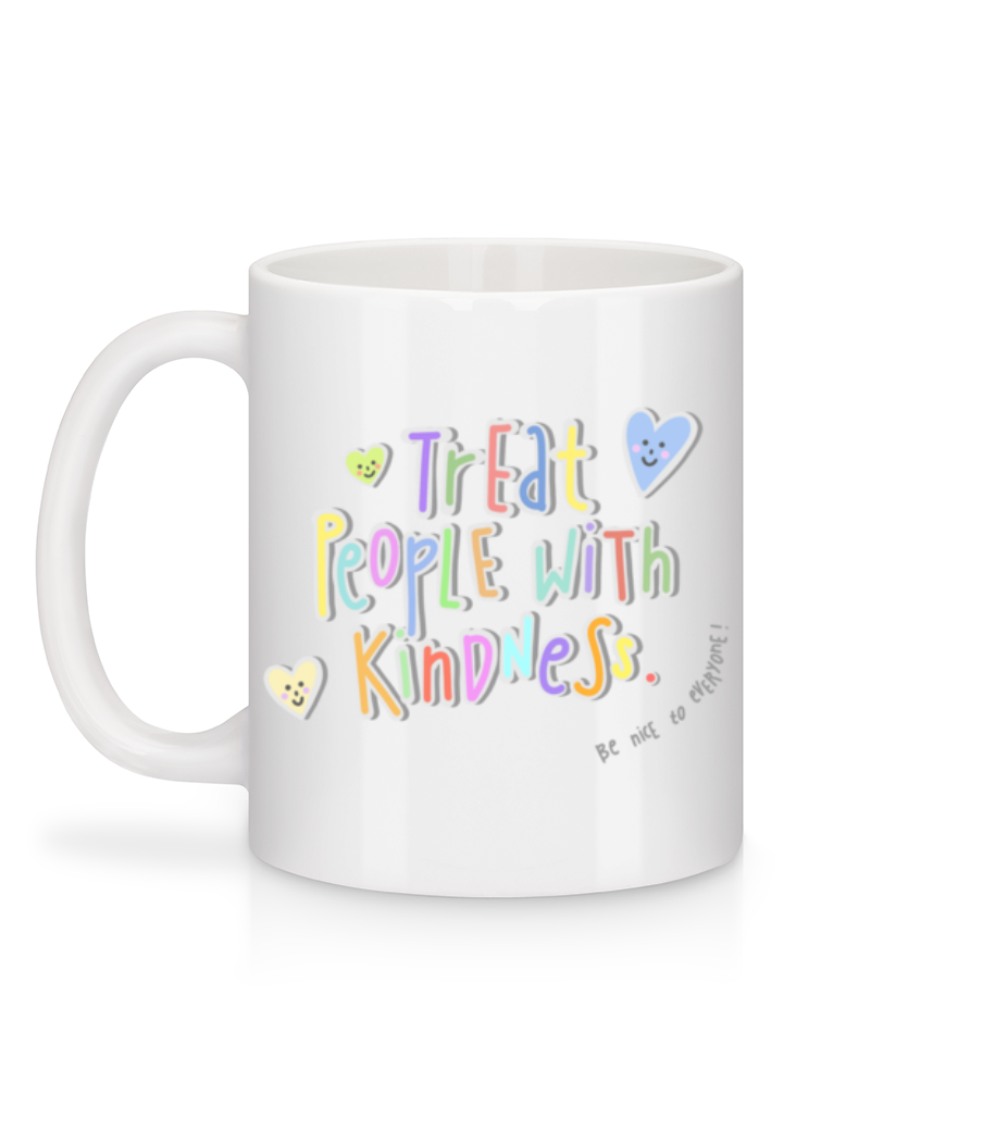 Treat People With Kindness - Mug en céramique blanc - Blanc - Derrière