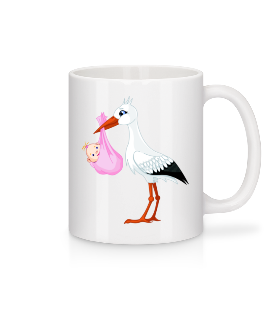 Cigogne Amène Bébé · Mug en céramique blanc