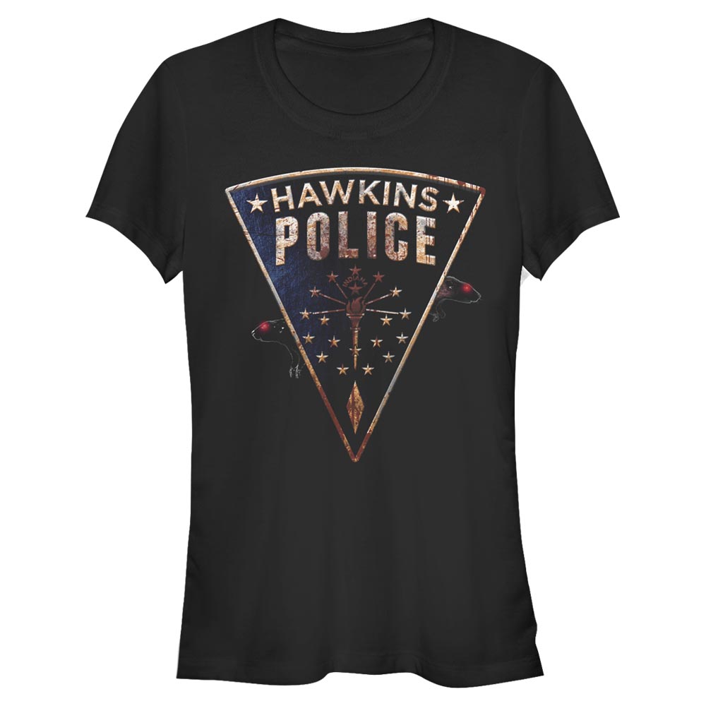 Aperçu: Netflix - Stranger Things - Hawkins Police Rats - Femme T-shirt - Noir - Devant