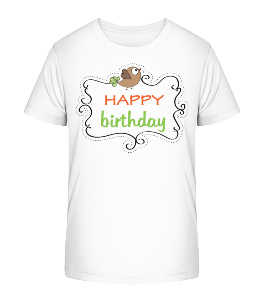 Aperçu: Happy Birthday Oiseau - T-shirt bio Enfant Stanley Stella 2.0 - Blanc - Devant