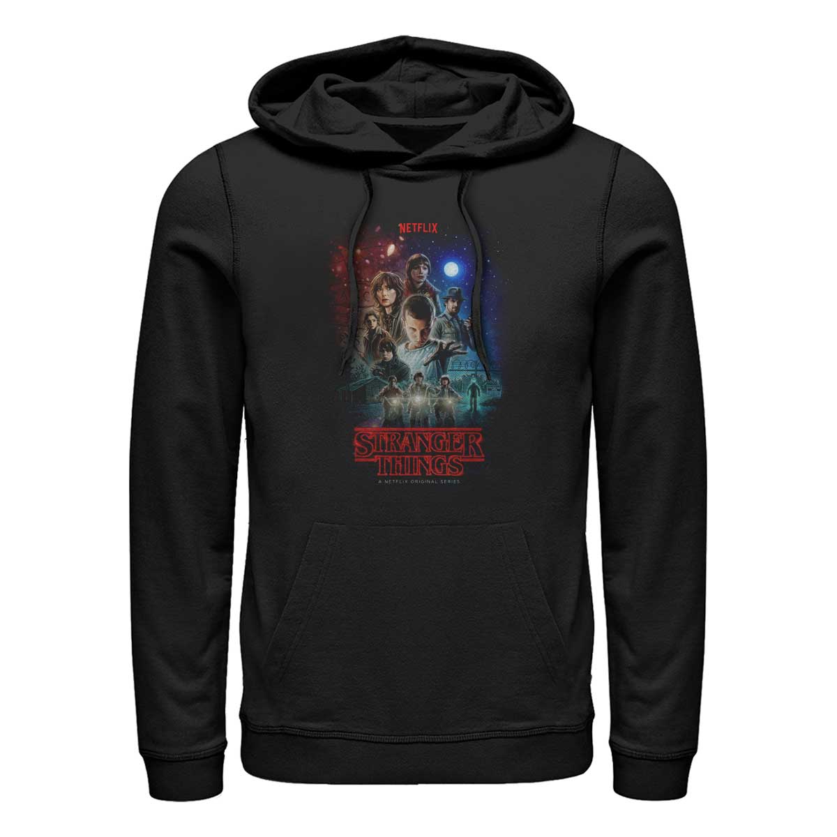 Aperçu: Netflix - Stranger Things - Skupina Classic Illustrated Poster - Unisex Sweat à capuche - Noir - Devant