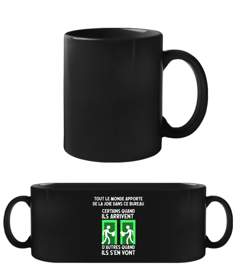 Aperçu: Tout Le Monde Apporte De La Joie - Tasse Noire - Noir - Devant
