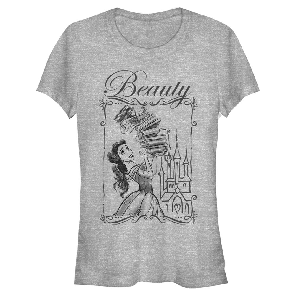 Aperçu: Disney - La Belle et la Bête - Belle Beauty Books - Femme T-shirt - Gris chiné - Devant