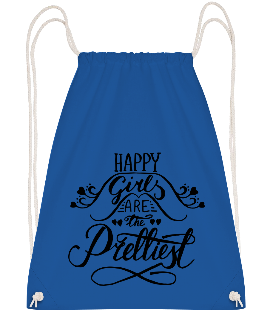 Aperçu: Happy Girls Are The Prettiest - Sac à dos Drawstring - Bleu royal - Vorn