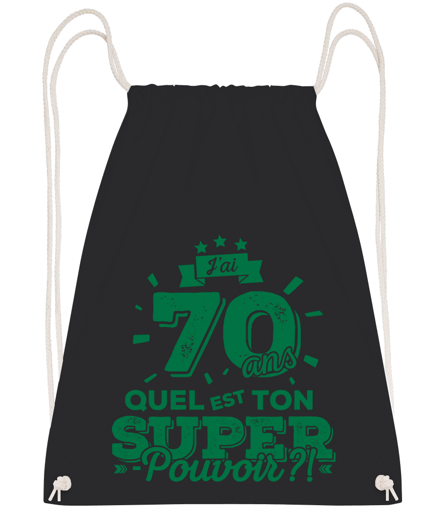 Aperçu: 70 Ans Super Pouvoir - Sac à dos Drawstring - Noir - Vorn