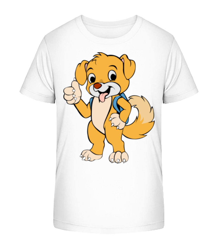 Chien Doux Avec Sac Á Dos - T-shirt bio Enfant Stanley Stella 2.0 - Blanc - Devant