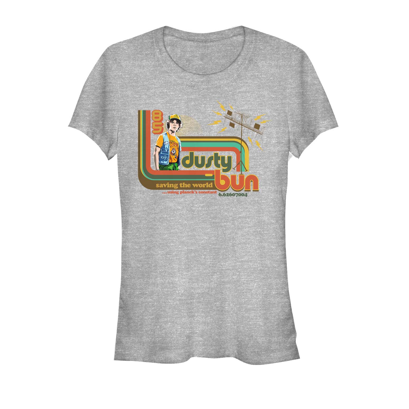 Netflix - Stranger Things - Dustin Dusty Bun - Femme T-shirt - Gris chiné - Devant