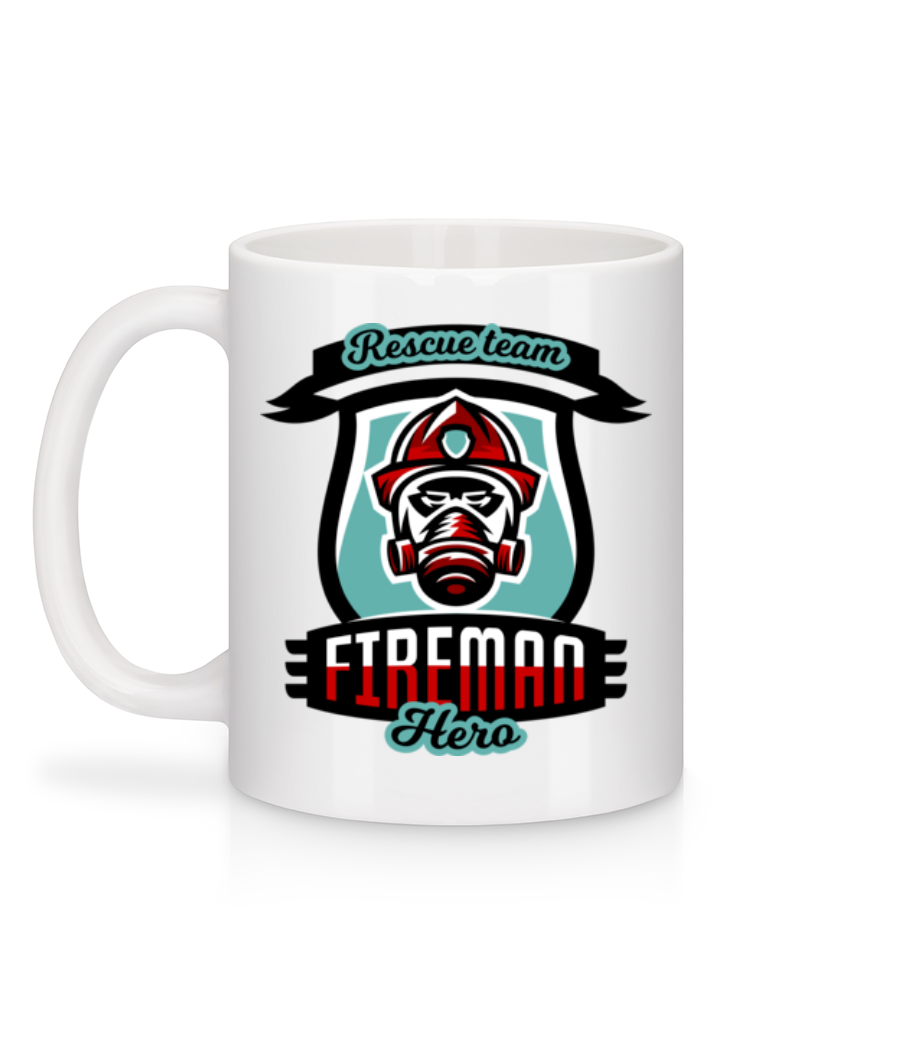 Aperçu: Rescue Team Fireman Hero - Mug en céramique blanc - Blanc - Derrière