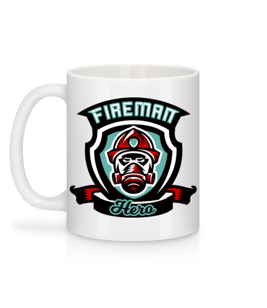 Aperçu: Fireman Hero Emblem - Mug en céramique blanc - Blanc - Derrière