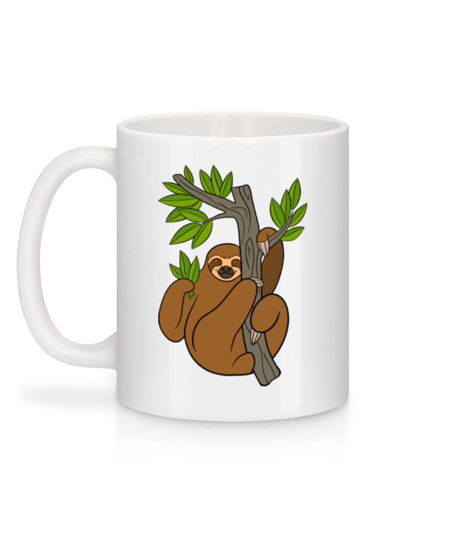 Paresseux Sur L'arbre - Mug en céramique blanc - Blanc - Derrière