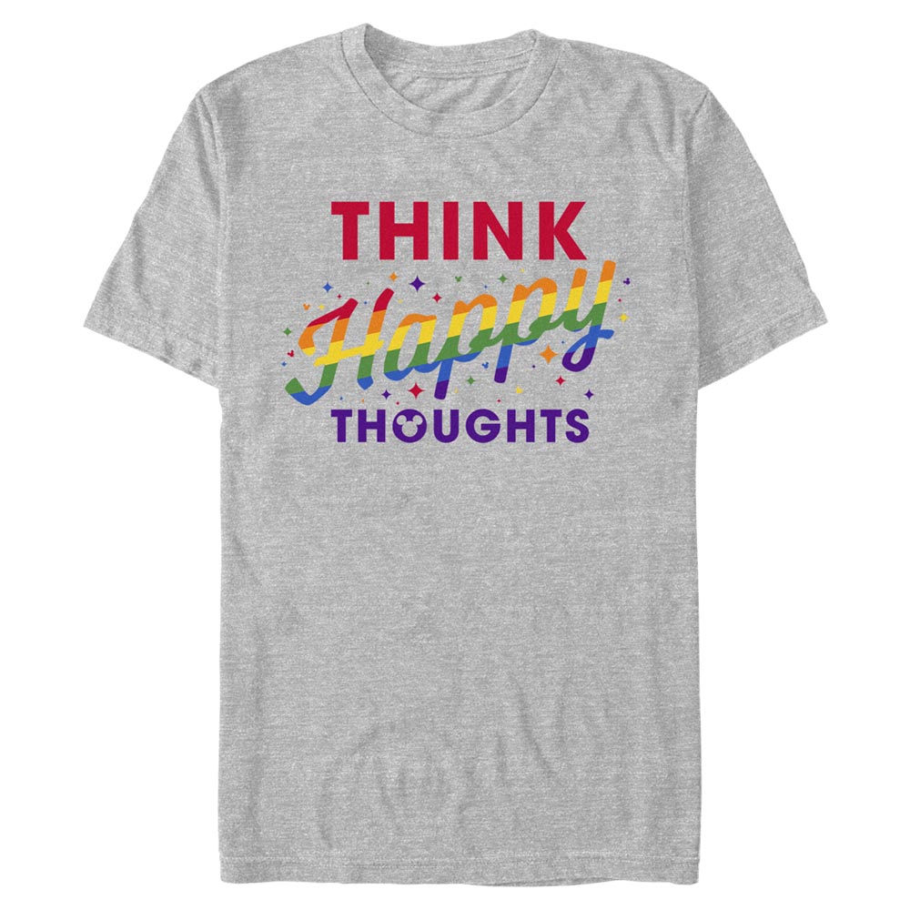 Aperçu: Disney Classics - Peter Pan - Text Happy Thoughts - Homme T-shirt - Gris chiné - Devant