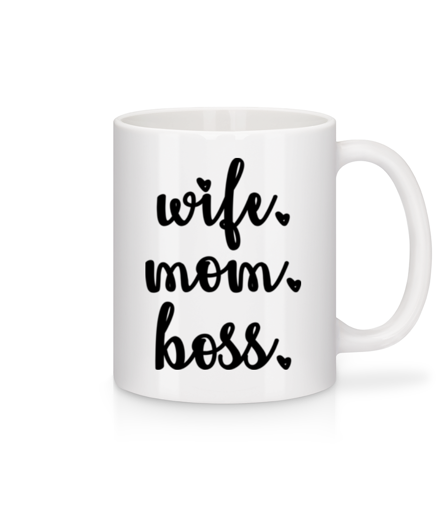 Motif Wife Mom Boss · Mug en céramique blanc