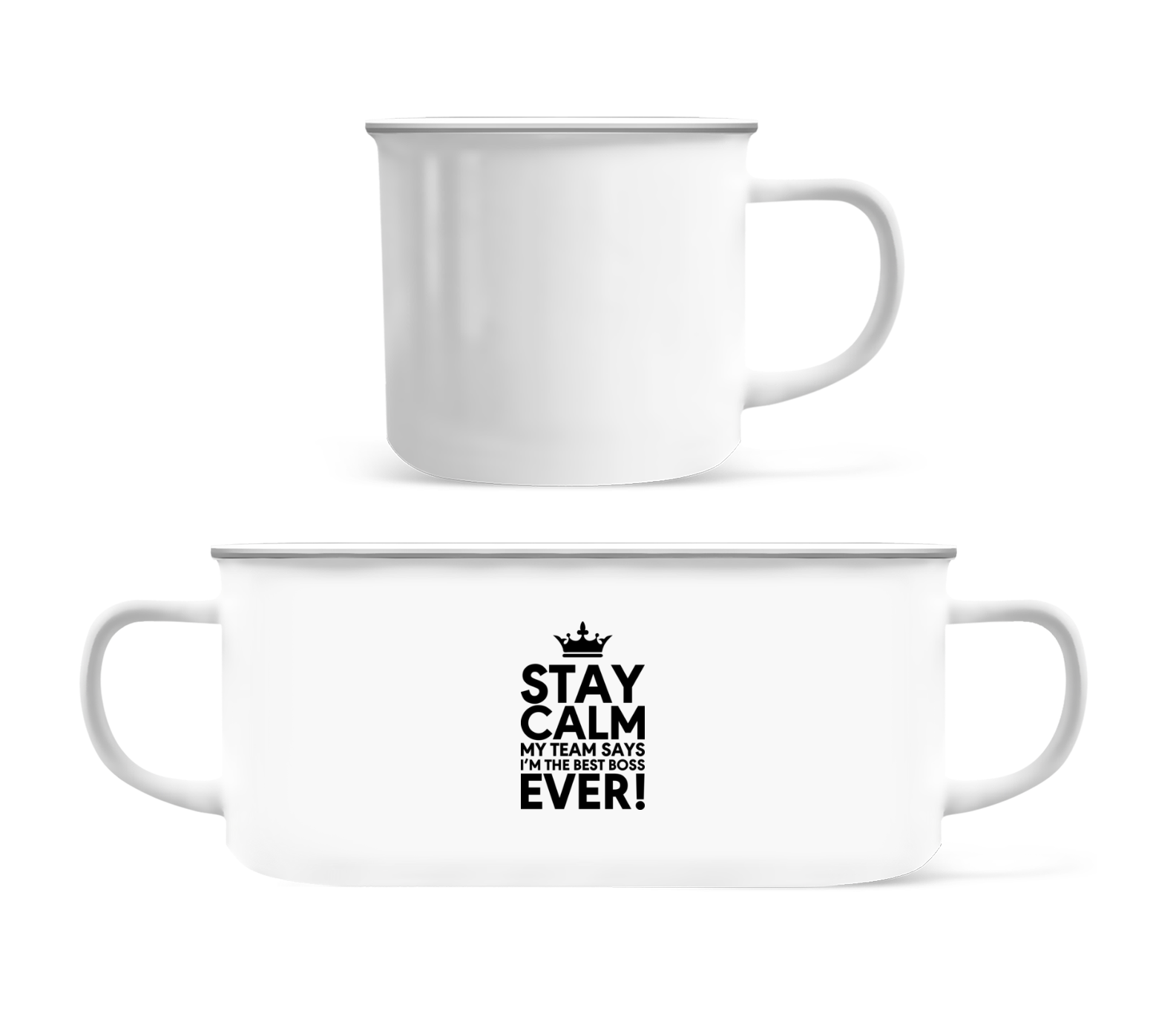 Aperçu: Stay Calm I'm The Best Boss - Tasse Émaillée - Blanc - Devant