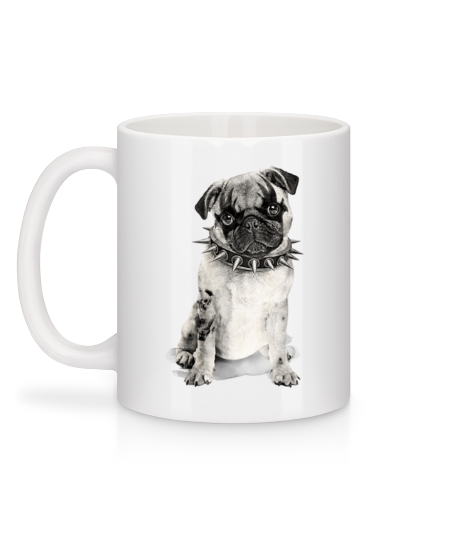 Chien En Métal - Mug en céramique blanc - Blanc - Derrière