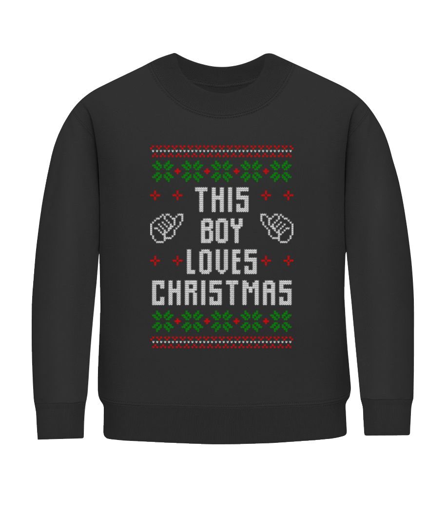 Aperçu: This Boy Loves Christmas - Sweatshirt Enfant - Noir - Devant