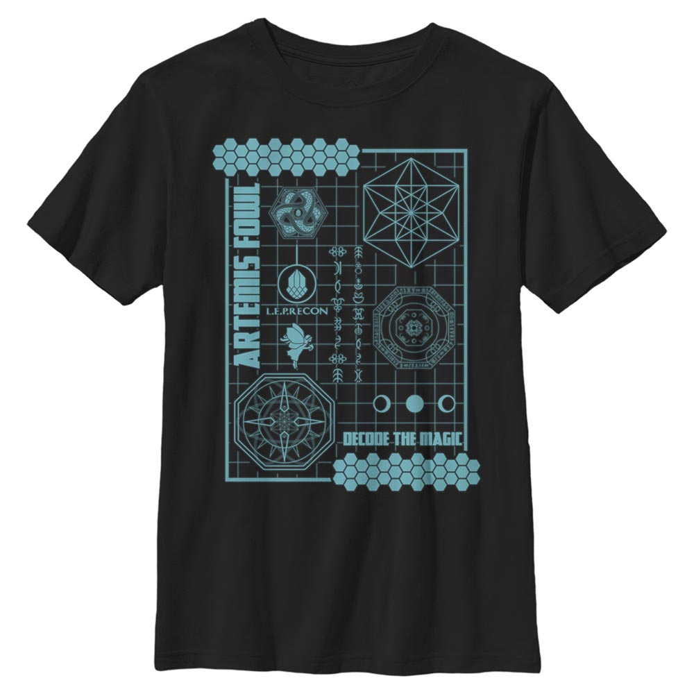 Aperçu: Disney Classics - Artemis Fowl - Schematic - Enfant T-shirt - Noir - Devant