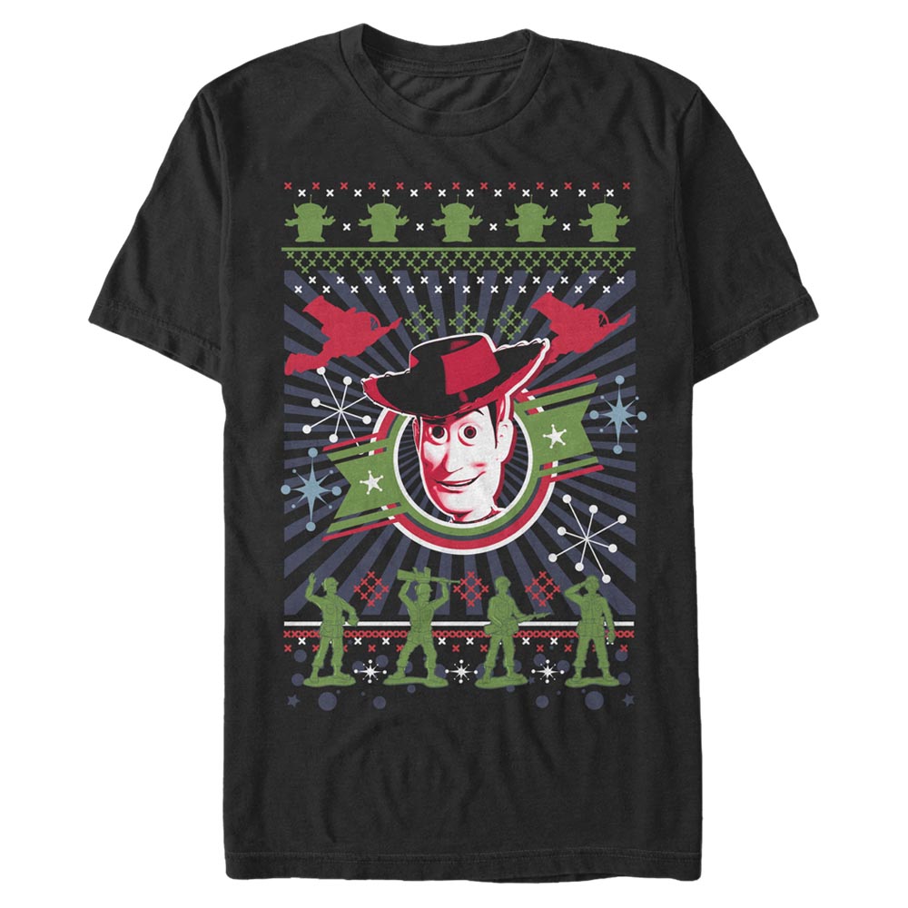 Aperçu: Disney - Toy Story - Woody Winter Stitches - Christmas - Homme T-shirt - Noir - Devant