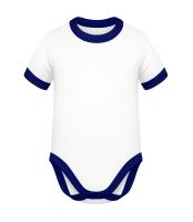 Baby Bio Strampler zweifarbig - Weiß / Marine - Vorne