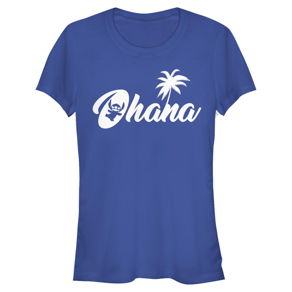Aperçu: Disney Classics - Lilo & Stitch - Lilo & Stitch Stitch Sillhouette Ohana - Femme T-shirt - Bleu royal - Devant