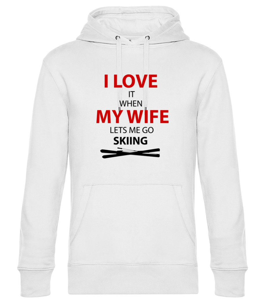 Aperçu: I Love Wife And Skiing - Sweat à capuche premium Unisexe - Blanc - Devant