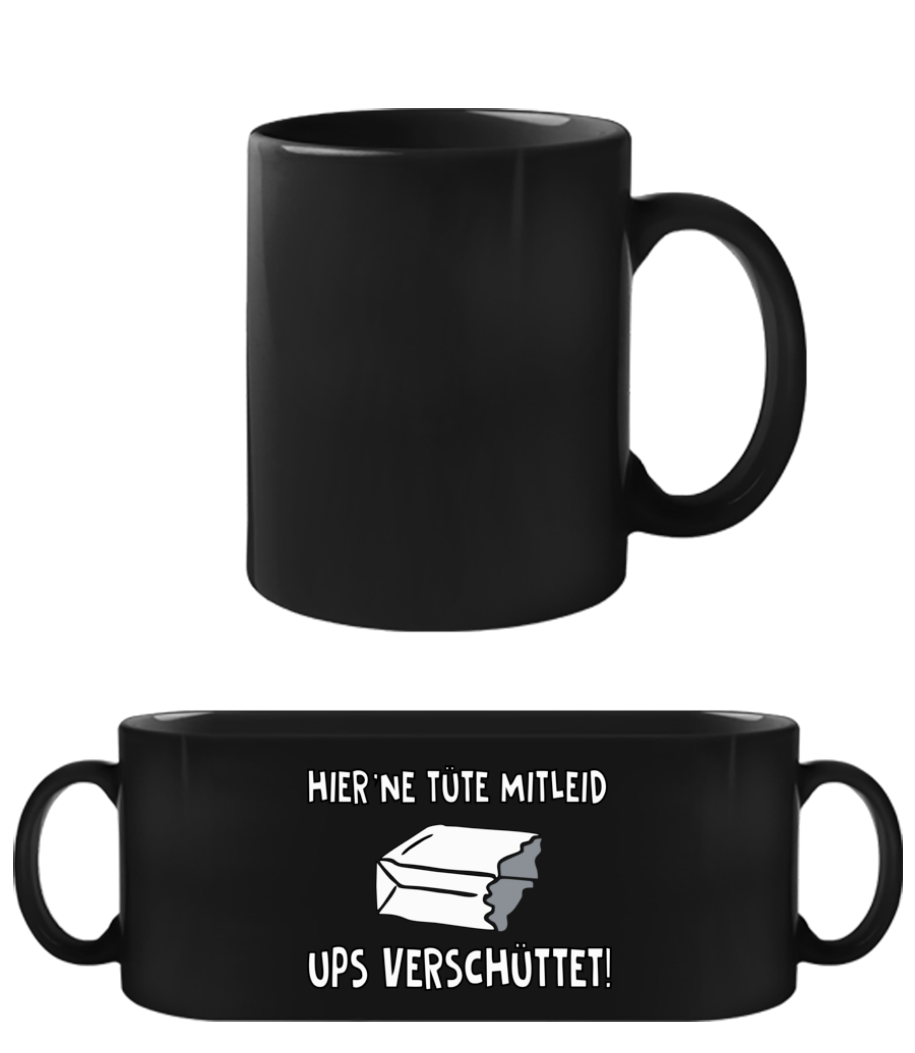 Vorschau: Eine Tüte Mitleid - Schwarze Tasse - Schwarz - Vorne