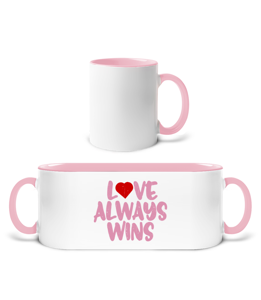 Love Always Wins · Mug bicolore en céramique - intérieur de couleur