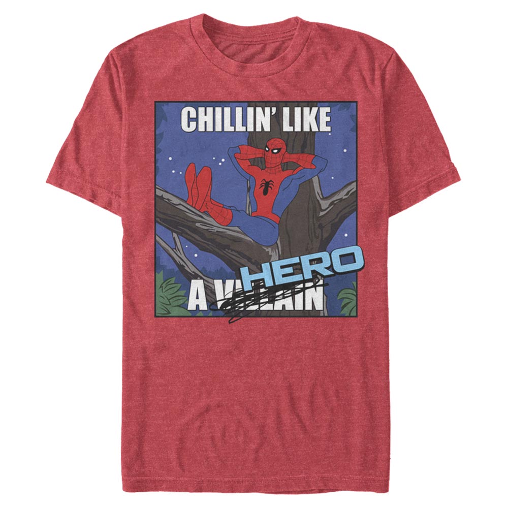 Aperçu: Marvel - Spider-Man - Spider-Man Chillin Hero - Homme T-shirt - Rouge chiné - Devant