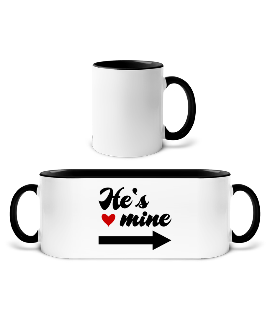 He's Mine · Mug bicolore en céramique - intérieur de couleur