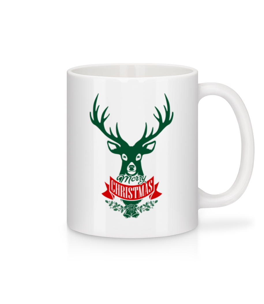 Merry Christmas Deer Label · Mug en céramique blanc