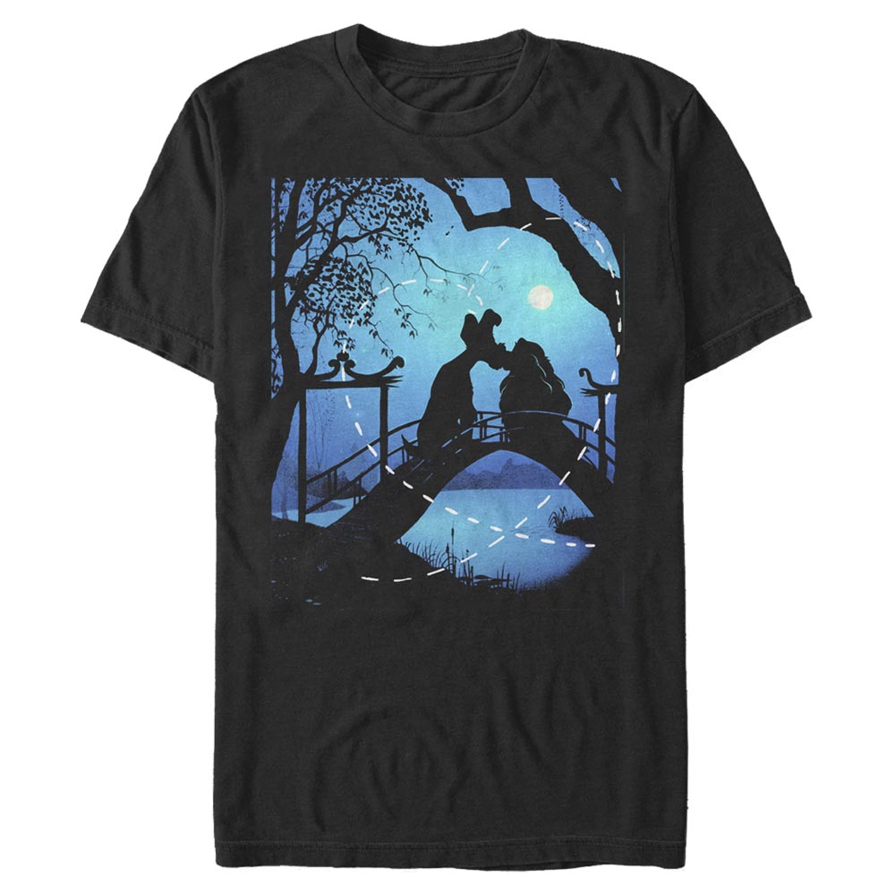 Disney - La belle et le Clochard - Lady and the Tramp Silhouette Love - Homme T-shirt - Noir - Devant