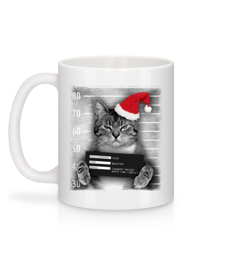 Aperçu: Cat XMas Guilty - Mug en céramique blanc - Blanc - Derrière