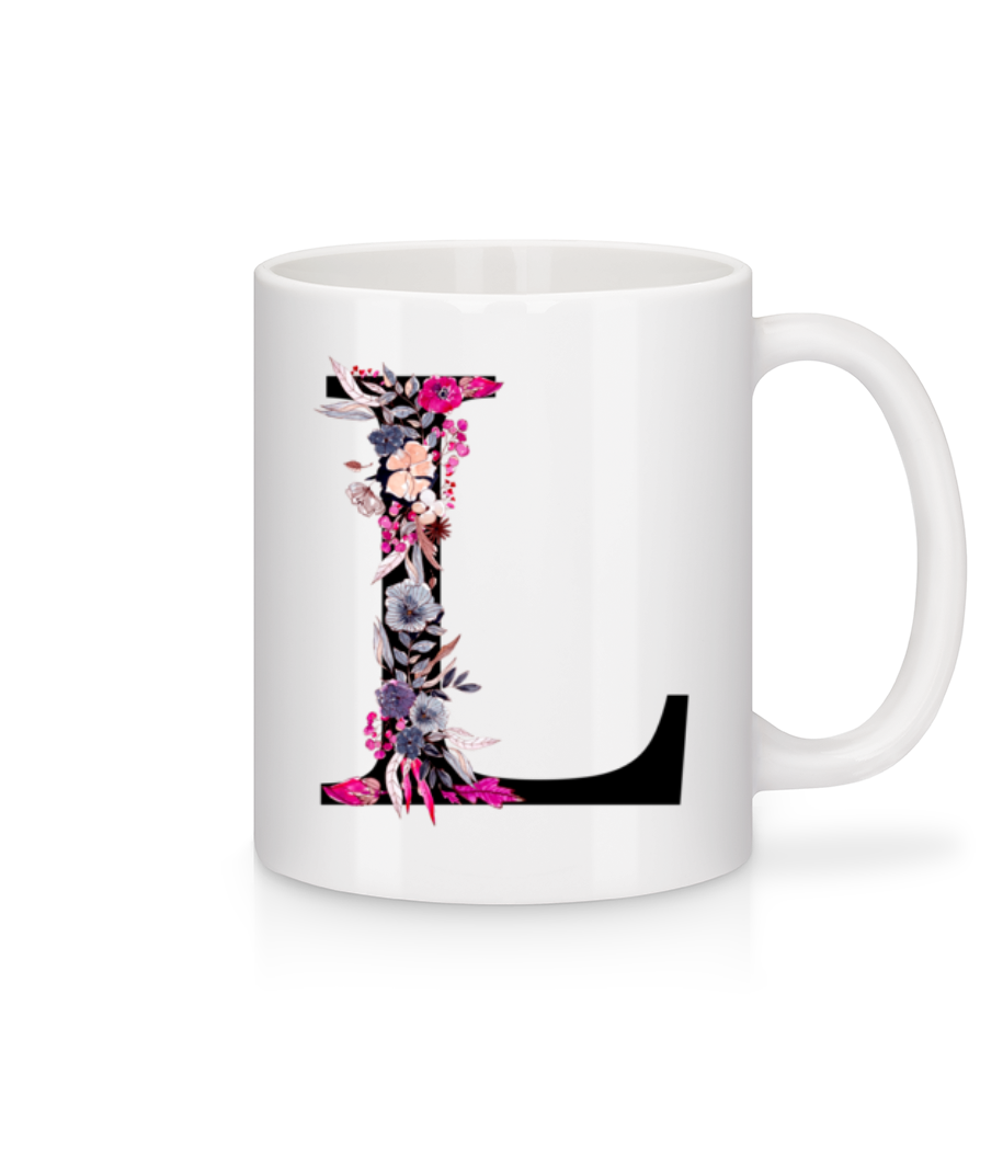 Aperçu: Fleurs Initiale L - Mug en céramique blanc - Blanc - Devant