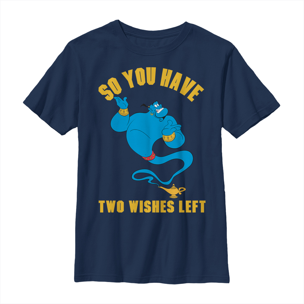 Aperçu: Disney - Aladin - Genie Mo Wishes - Enfant T-shirt - Bleu marine - Devant