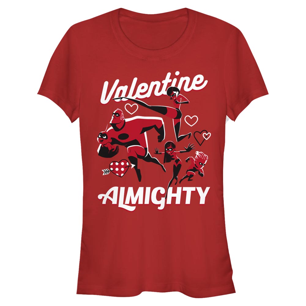 Aperçu: Pixar - Les Indestructibles - Photo de groupe Valentine Almighty - Valentine's Day - Femme T-shirt - Rouge - Devant