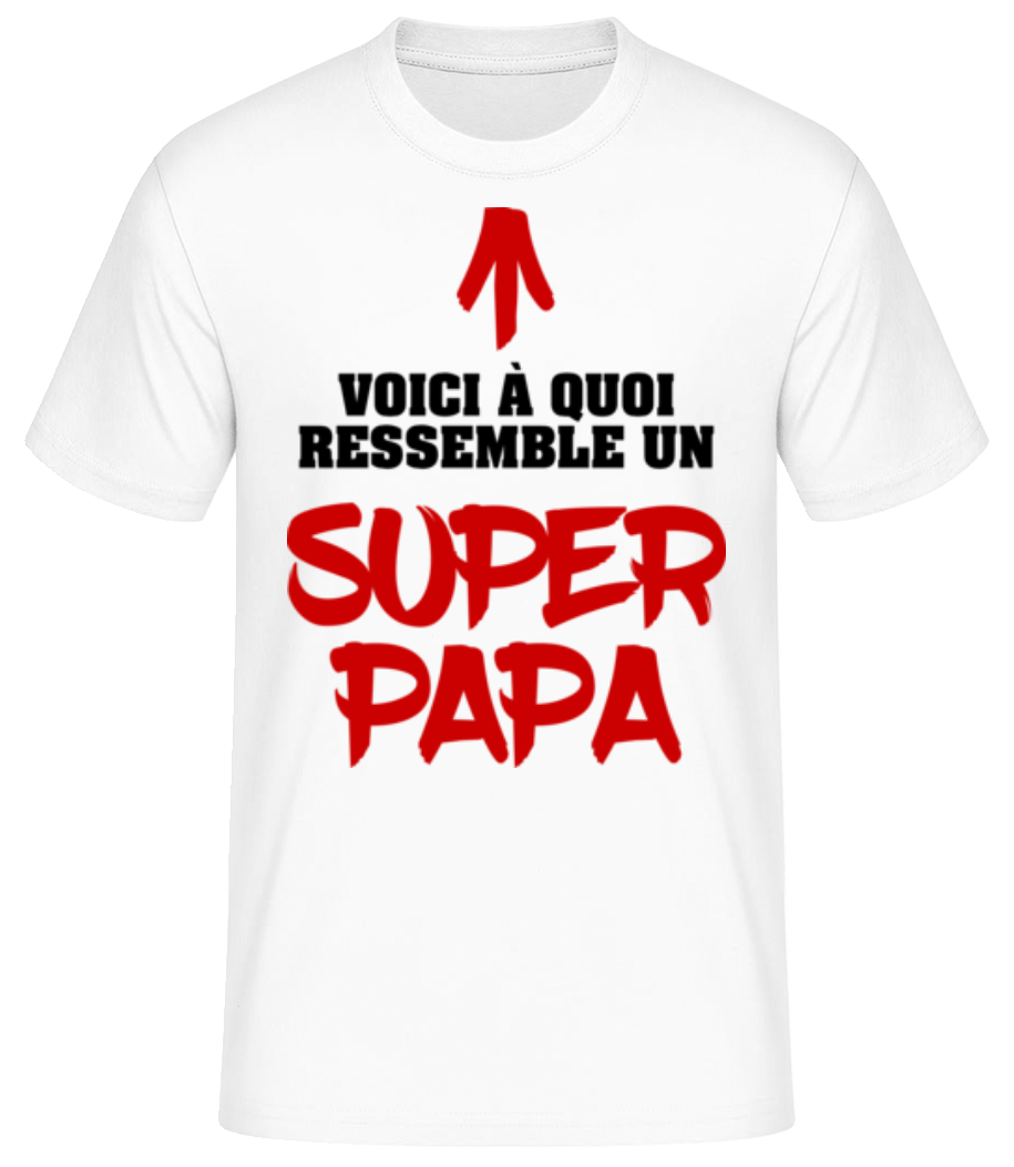 Voici Un Super Papa - T-shirt standard Homme - Blanc - Devant