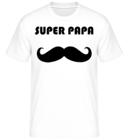 Super Papa Mustache - Shirtinator Men's T-Shirt - White - Front