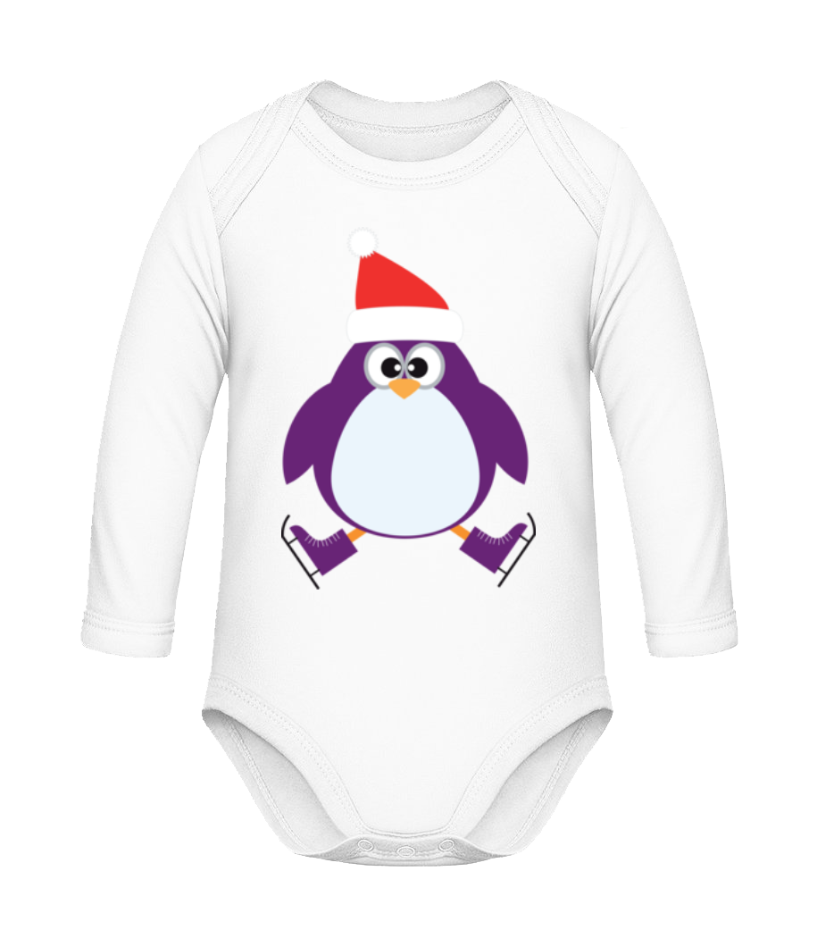 Pingouin De Patin À Glace · Body coton bio manches longues Bébé