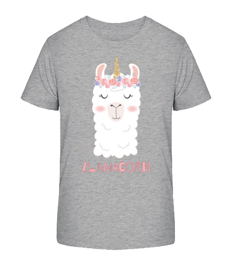 Lamacorn - T-shirt bio Enfant Stanley Stella 2.0 - Gris chiné - Devant